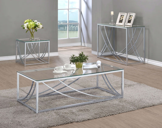 Lille 3-piece Glass Top Coffee And End Table Set Chrome