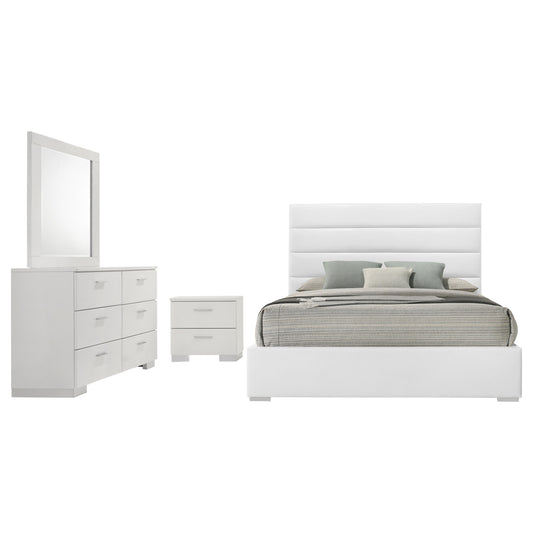 Felicity 4-piece Eastern King Bedroom Set White High Gloss