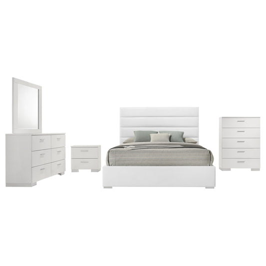 Felicity 5-piece Eastern King Bedroom Set White High Gloss