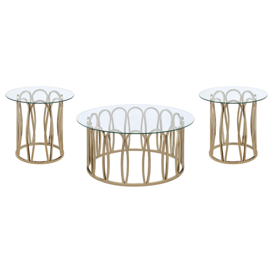 Monett 3-piece Coffee and End Table Set Chocolate Chrome