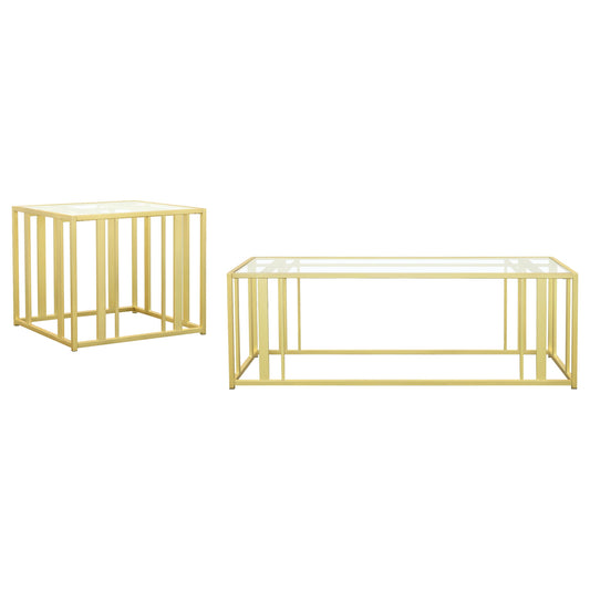 Adri 2-piece Coffee and End Table Set Matte Brass