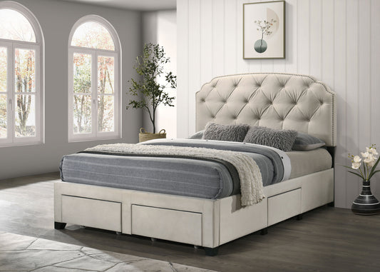 Marianna 4-drawer Upholstered Full Storage Bed Cream