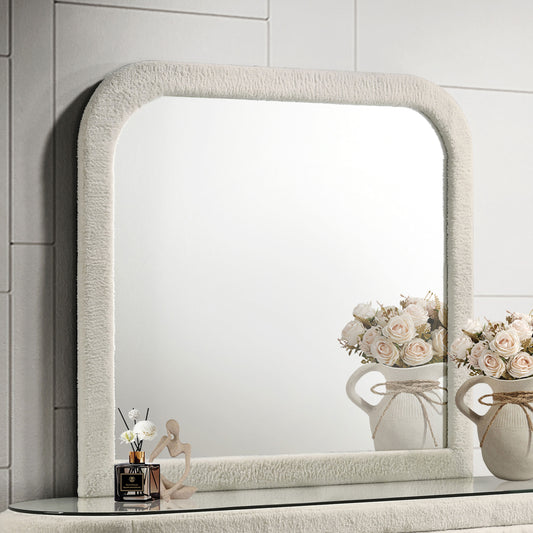 Sonya Upholstered Bedroom Dresser Mirror Ivory