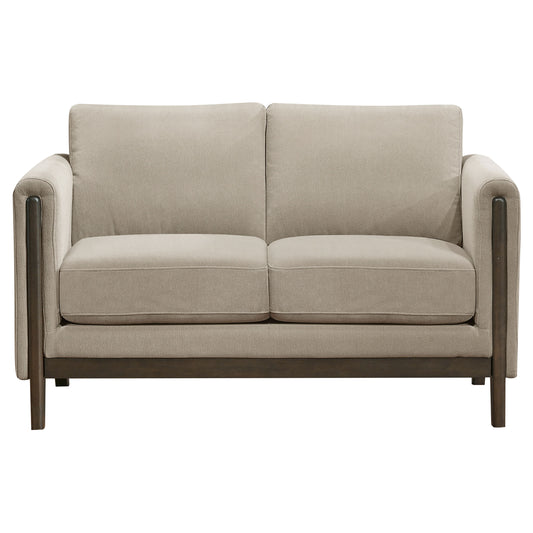Islington Fabric Upholstered Panel Arm Loveseat Taupe