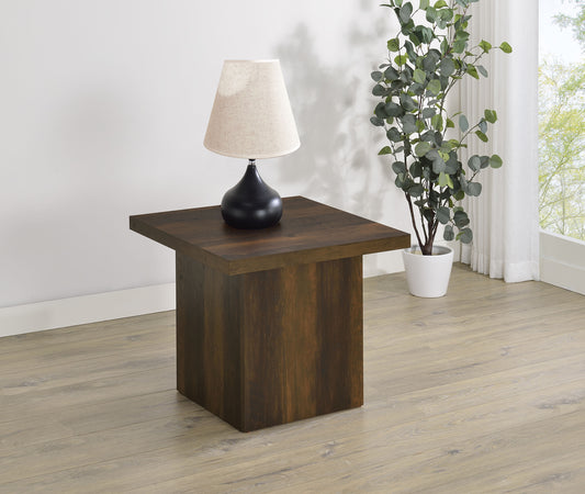 Devar Square Engineered Wood Side End Table Dark Pine