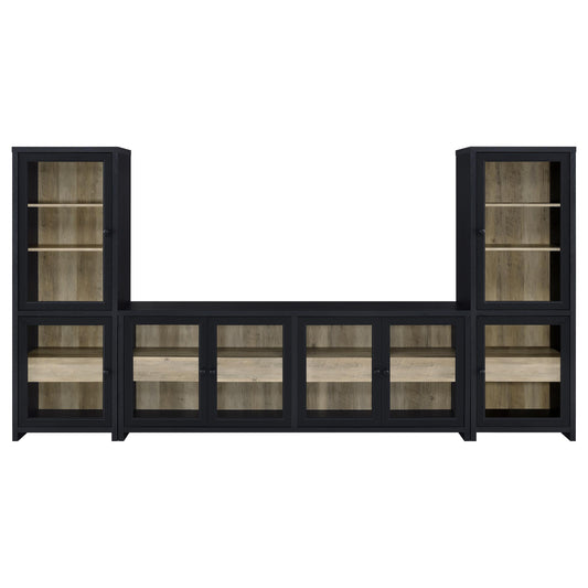 Denison 3-piece Entertainment Center 79-inch TV Stand Black