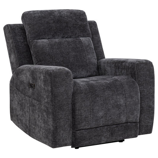 Kennett Chenille Upholstered Power Recliner Chair Dark Grey