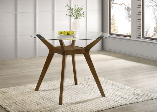 Paxton Round 48-inch Glass Top Counter Height Dining Table Brown