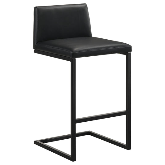 Vardon Genuine Leather Bar Stool Black (Set of 2)
