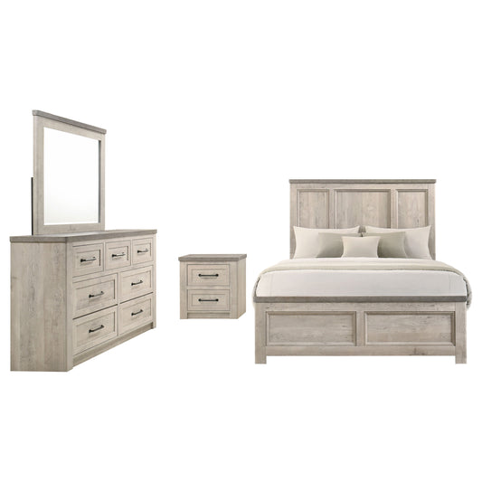 Nevado 4-Piece Queen Panel Bedroom Set Grey and Weathered Taupe
