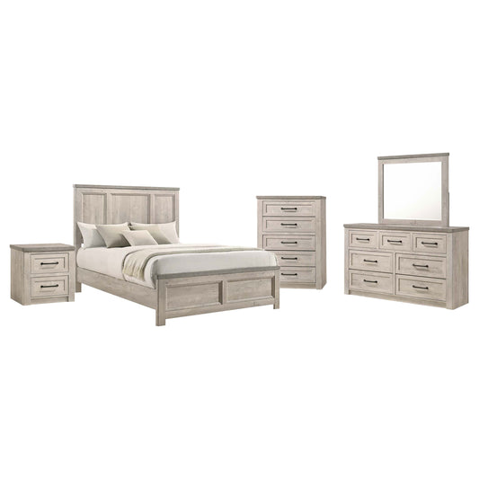Nevado 5-Piece Queen Panel Bedroom Set Grey and Weathered Taupe
