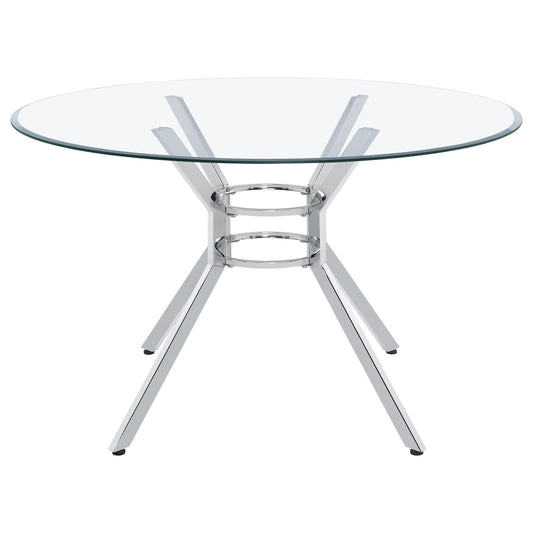 Steele 48-inch Round Glass Top Dining Table Chrome