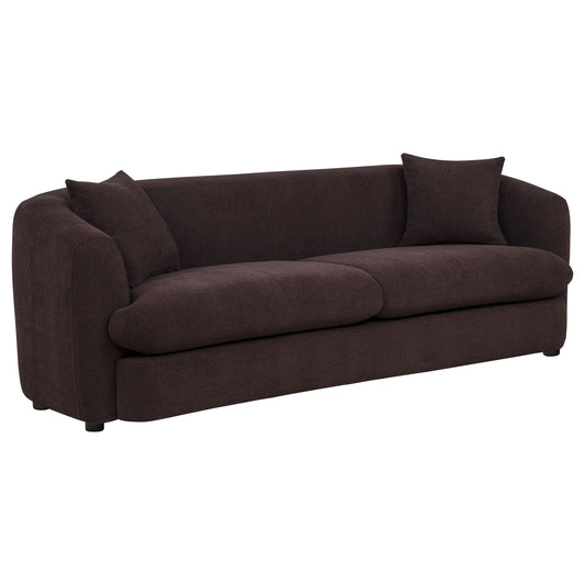 Delroy 3-Piece Stationary Sofa Set Aubergine Polyester Upholstery