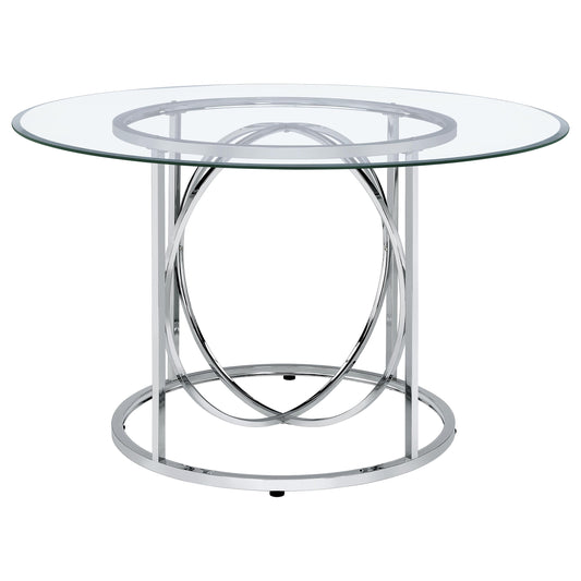 Levy 48-inch Round Glass Top Dining Table Chrome