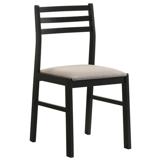 Sykes Fabric Upholstered Ladder Back Side Chair Black and Beige (Set of 2)