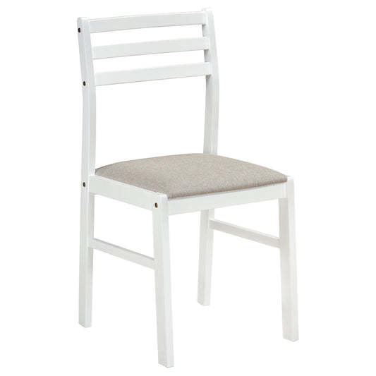 Sykes Fabric Upholstered Ladder Back Side Chair White and Beige (Set of 2)