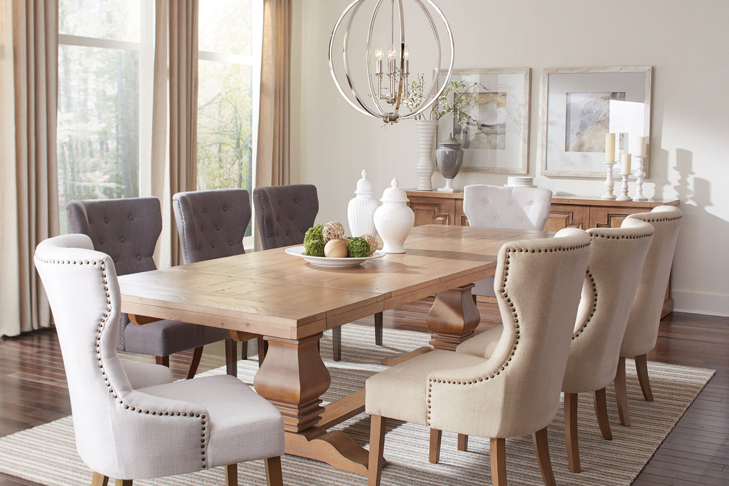 Baney Fabric Upholstered Dining Side Chair Beige and Rustic Honey