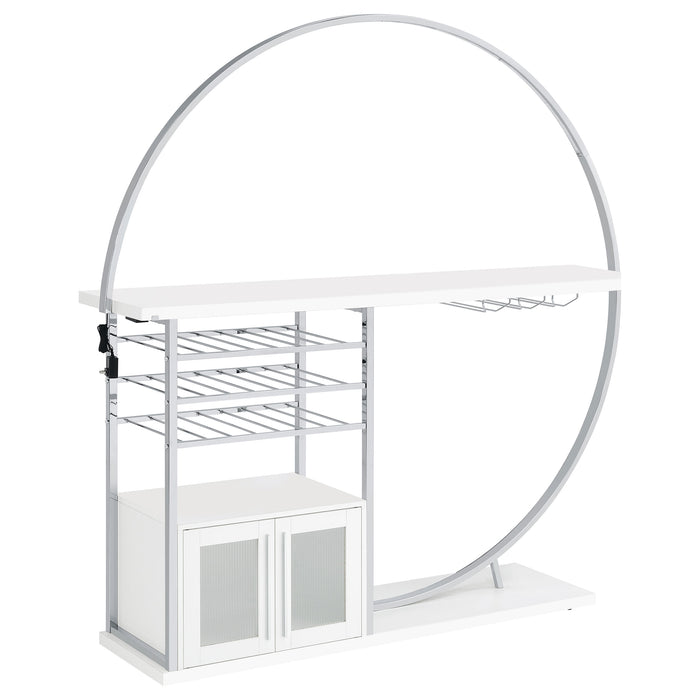 Risley 2-door Circular LED Wine Cabinet White High Gloss