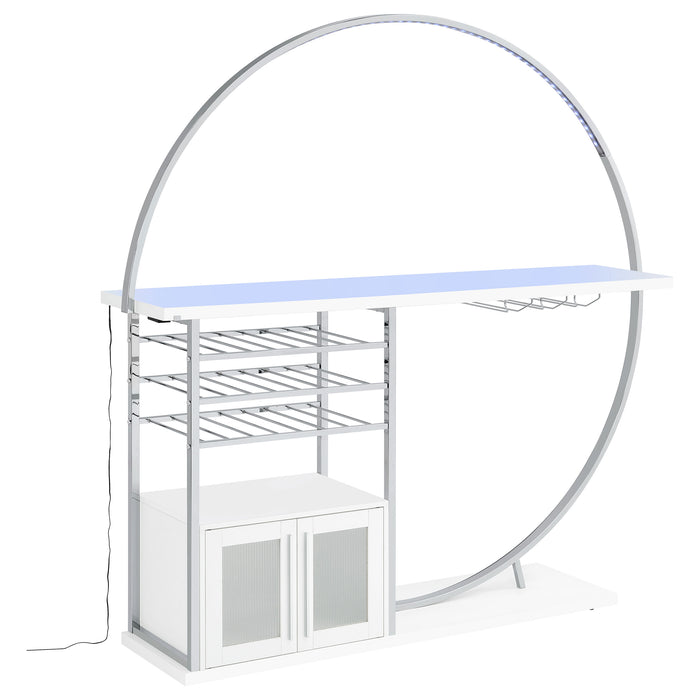 Risley 2-door Circular LED Wine Cabinet White High Gloss