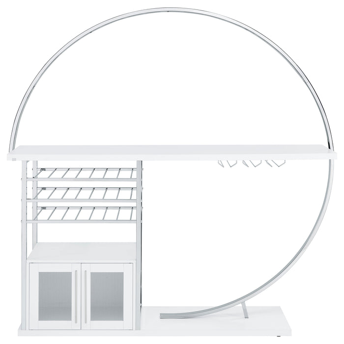 Risley 2-door Circular LED Wine Cabinet White High Gloss