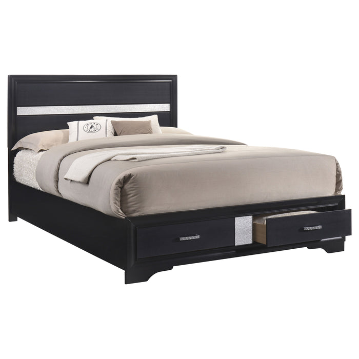 Miranda 51-inch Wood California King Storage Panel Bed Black
