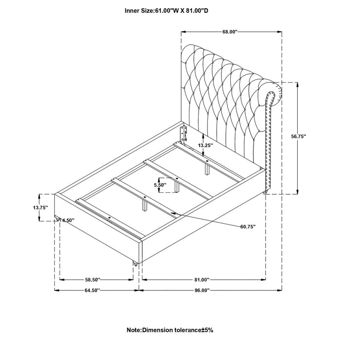 Devon 57-inch Upholstered Queen Panel Bed Beige