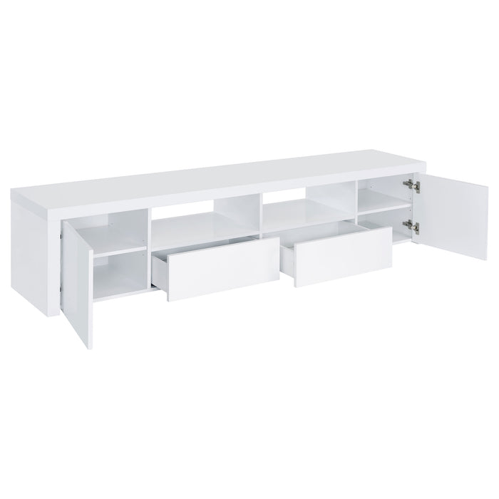 Jude 2-door Engineered Wood 79-inch TV Stand High Gloss White