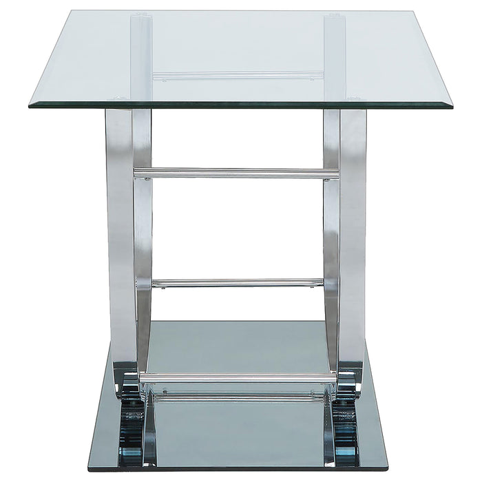 Danville Square U-Shaped Glass Top Side End Table Chrome