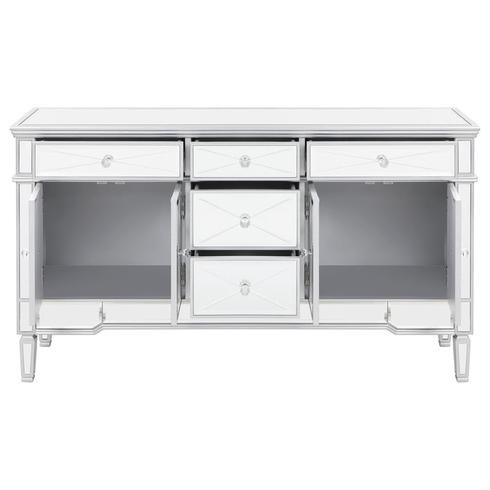 Duchess 5-drawer Mirrored Storage Accent Cabinet Silver
