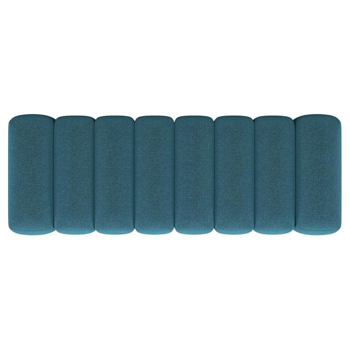 Summer Fabric Upholstered Tufted Accent Bench Peacock Blue