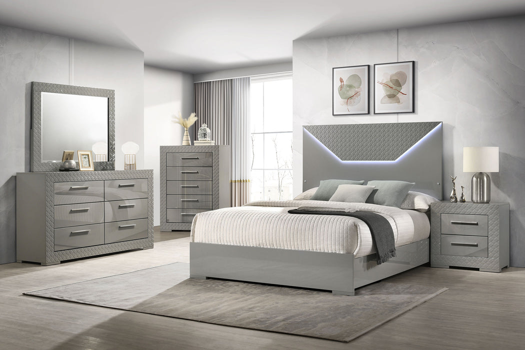 Ives 6-drawer Dresser and Mirror Grey High Gloss Discount Home Furniture Ives 6-drawer Dresser and Mirror Grey High Gloss Discount Home Furniture