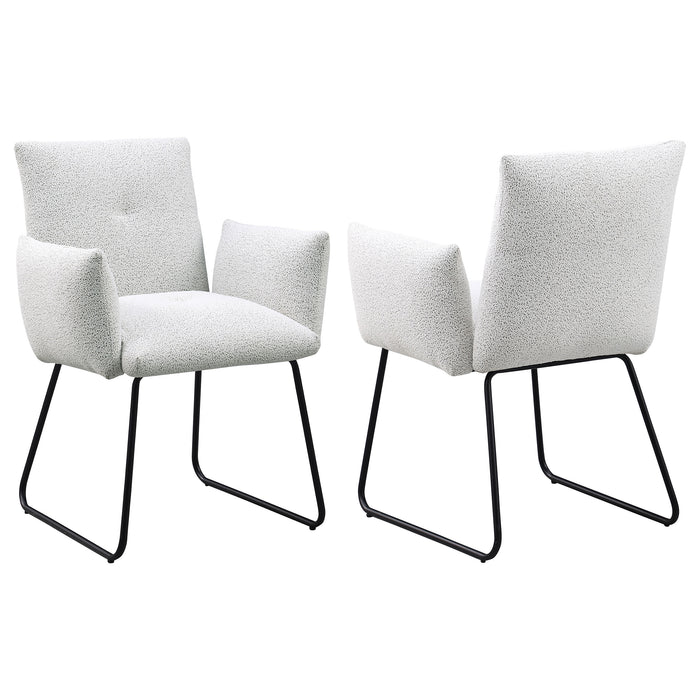 Ackland Upholstered Dining Arm Chair Light Grey (Set of 2)