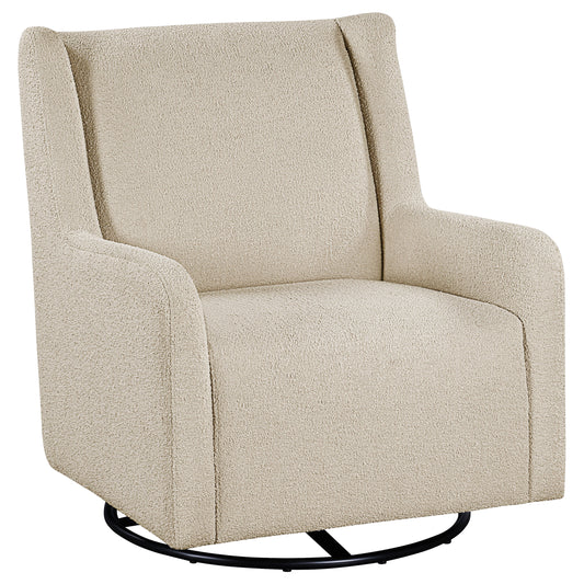 Serra Boucle Upholstered Swivel Glider Sandy Beige