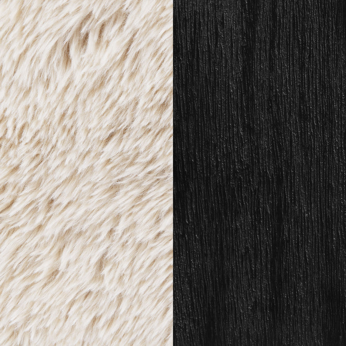 Fitzroy Faux Fur Upholstered Chair Solid Wood Arms Latte