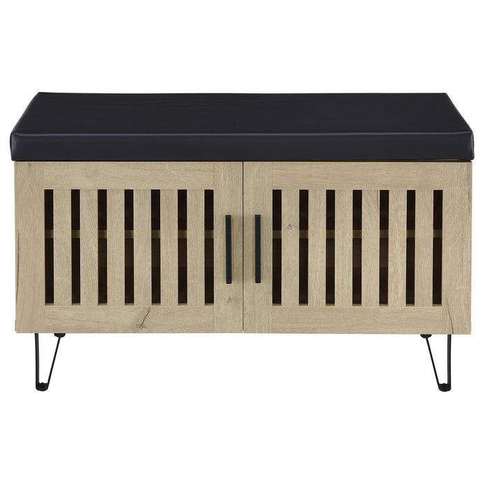 Brixton 2-door Padded Entryway Shoe Storage Bench White Oak