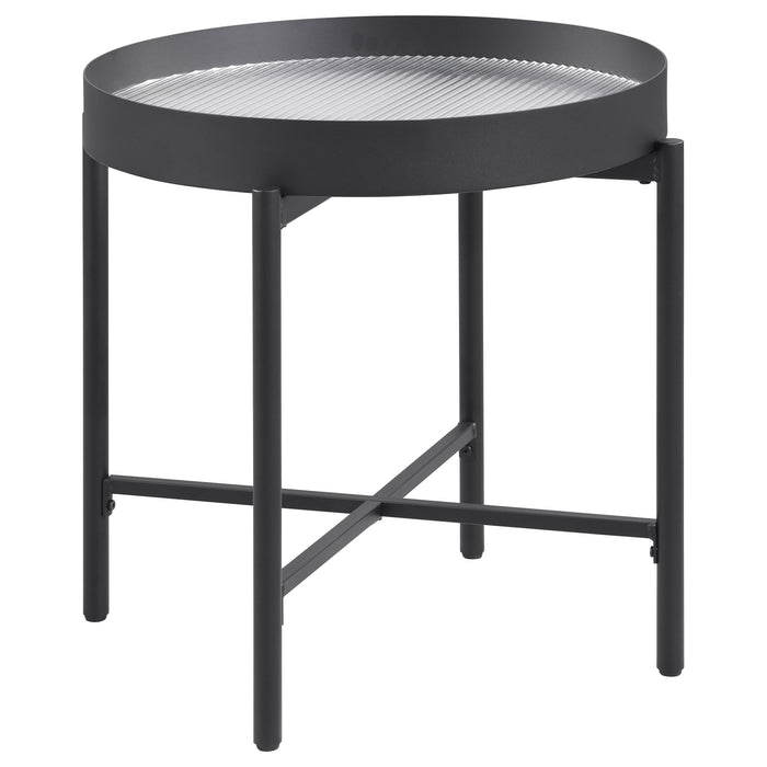 Ozella 3-piece Round Coffee and End Table Set Sandy Black