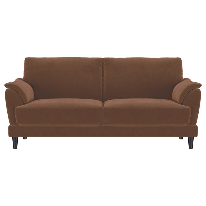 Selma Velvet Upholstered Crescent Arm Sofa Rust