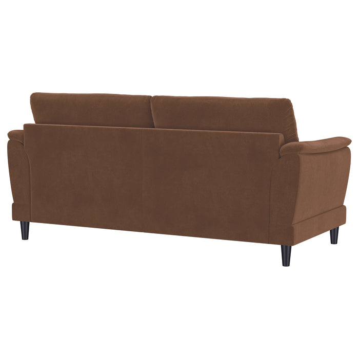 Selma Velvet Upholstered Crescent Arm Sofa Rust