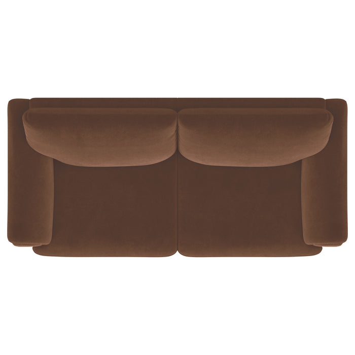 Selma Velvet Upholstered Crescent Arm Sofa Rust