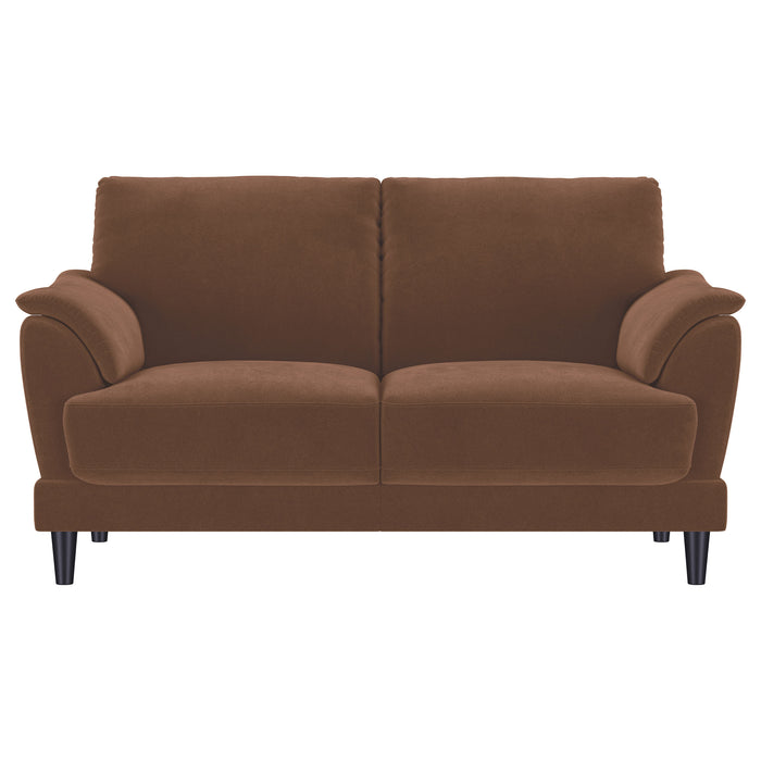 Selma Velvet Upholstered Crescent Arm Loveseat Rust