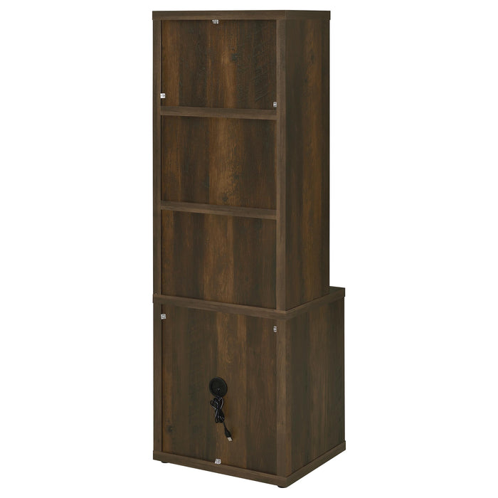Westpark 3-shelf Bookcase USB and Lockable Drawer Dark Pine