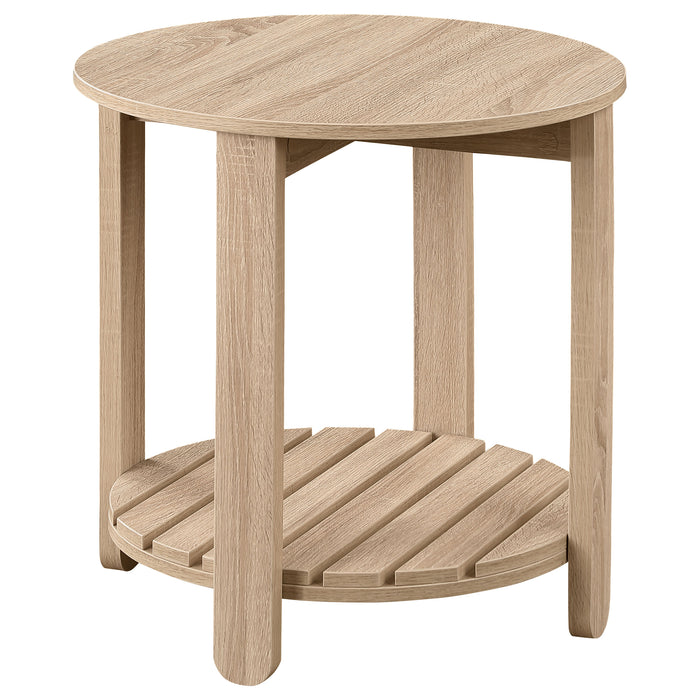 Fowler 2-piece Round Coffee and End Table Set Natural
