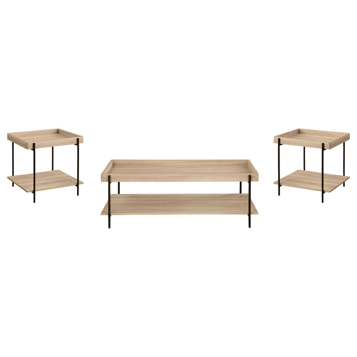 Fallon 3-piece Rectangular Coffee and End Table Set Natural