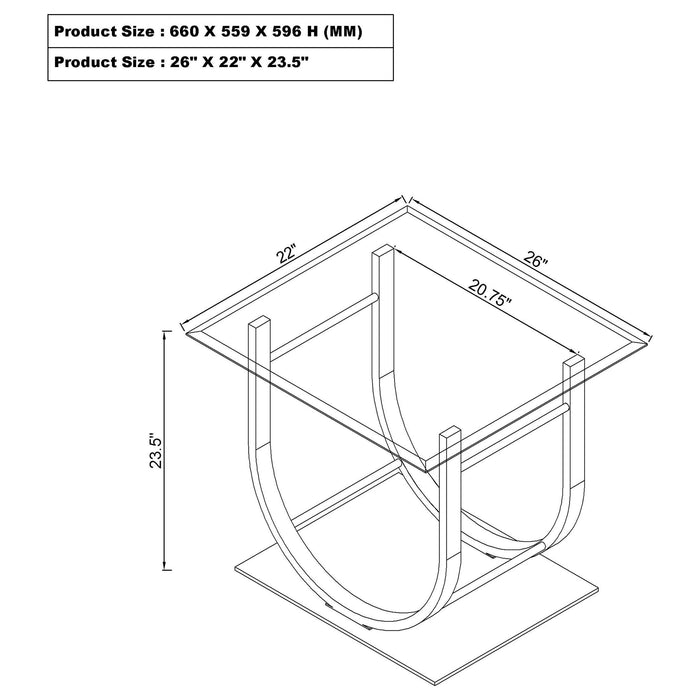 Danville 2-piece Glass Top Coffee and End Table Set Chrome