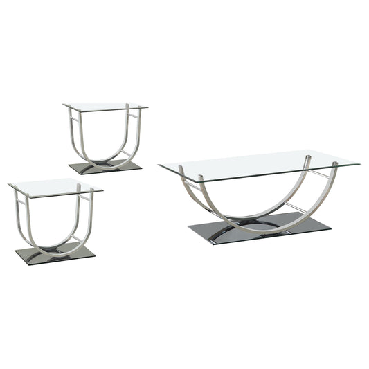 Danville 3-piece Glass Top Coffee and End Table Set Chrome