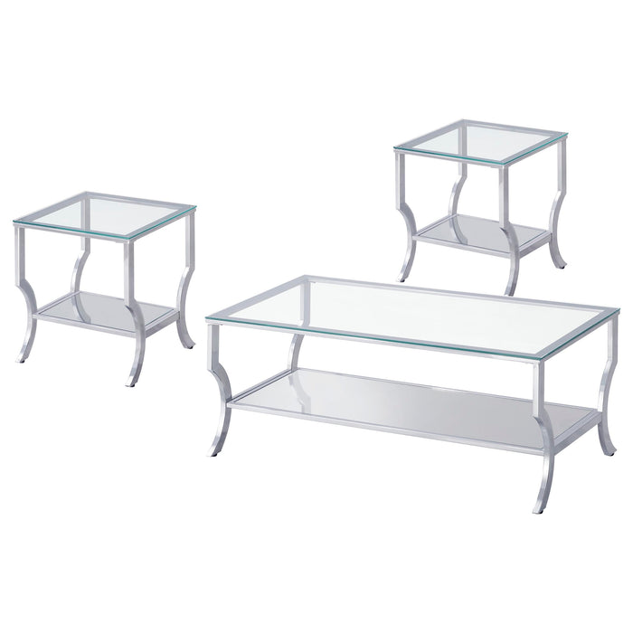 Saide 3-piece Glass Top Coffee and End Table Set Chrome