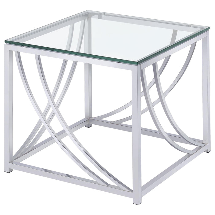 Lille 2-piece Glass Top Coffee And End Table Set Chrome