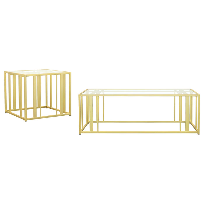 Adri 2-piece Coffee and End Table Set Matte Brass