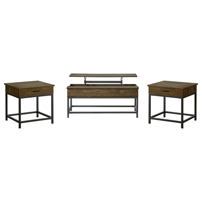 Byers 3-piece Lift Top Coffee and End Table Set Brown Oak