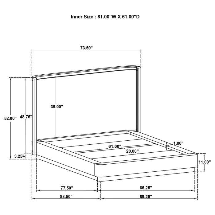 Kailani 52-inch Queen Wingback Bed Beige Oak
